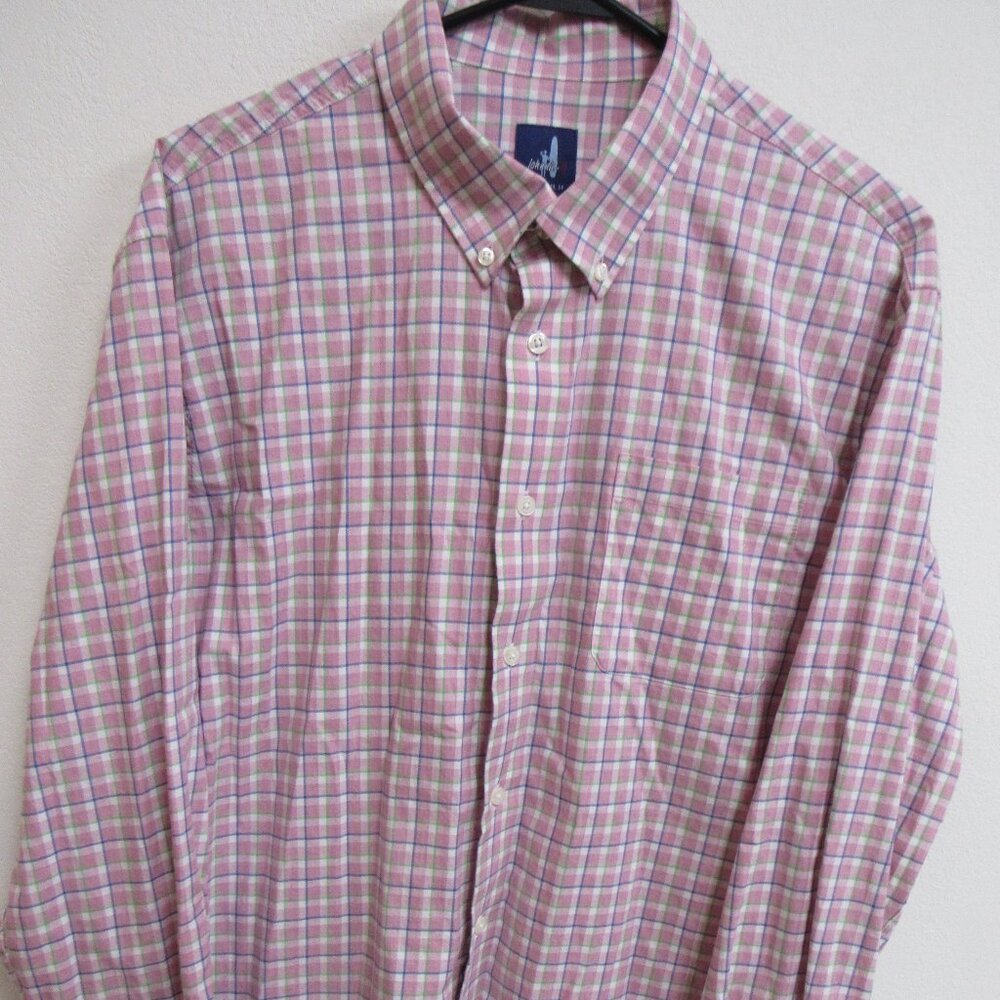 Johnnie-O Hanging Out Pink/Blue/Green Plaid L/S Button Down Shirt XL JMWL4870